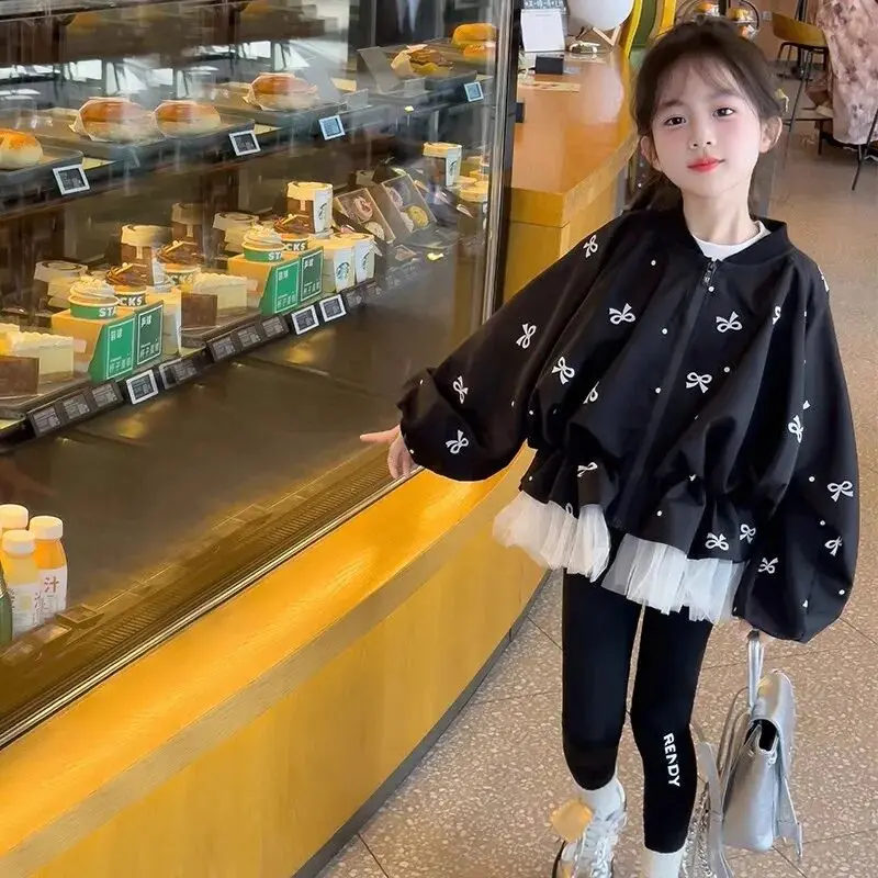 

Girls Coat outerwear Spring and Autumn New children's casual baseball girls' top jacket Splicing princess windbreaker