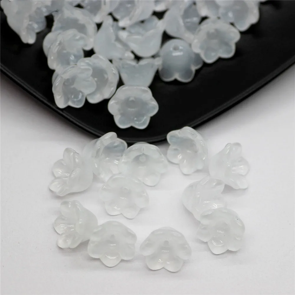 30Pcs/lot 7x12mm Flower Shape Lampwork Crystal Glass Loose Beads for Jewelry Making DIY Earring Keychain Crafts Findings