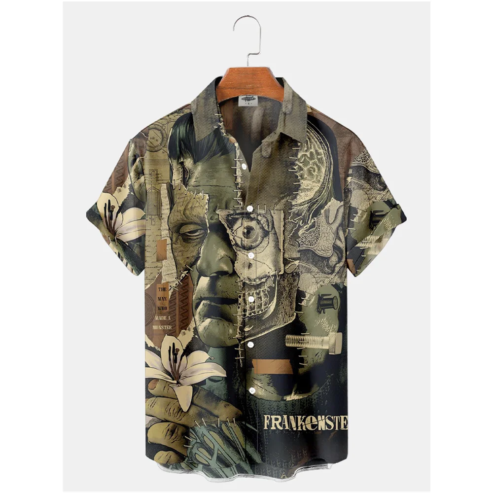 3d Printed Men's Shirts 2022 Movie Character Horror Vintage Shirt For Men Men's Summer Streetwear  Retro Men's Hawaiian Shirt