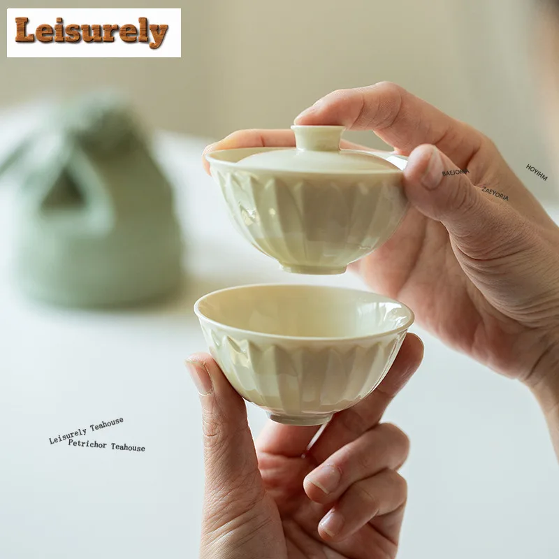 HOYIHM Ding Kiln Lotus Petal Mini Travel Tea Set Kit Elegant 1 Pot 1 Cups Tea Making Organizer Portable Camping Tote Bag Gifts