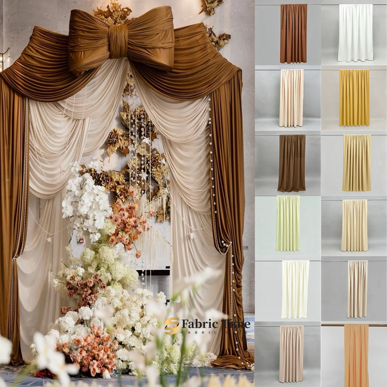 white Ivory brown Stretch Fabric For Backdrops Wedding Decor Party Decor Curtain Drap Garment Elastic DIY Sewing Material Lining