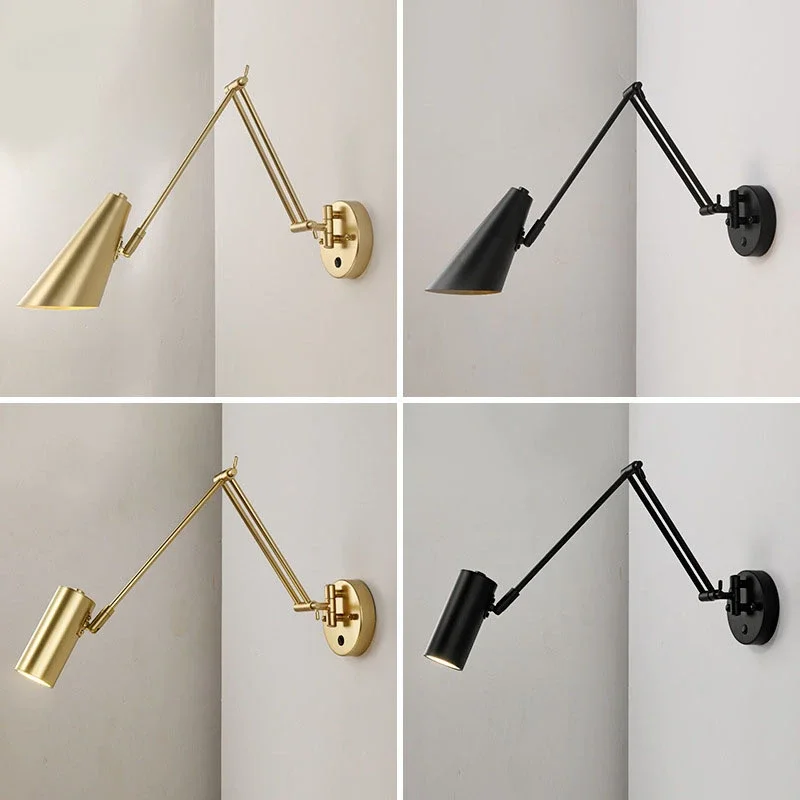 

New LED Wall Lamps Modern Adjustable Swing Long Arm Internal Touch Sensor Switch Household Bedside Lighting Decor Sconce Lights