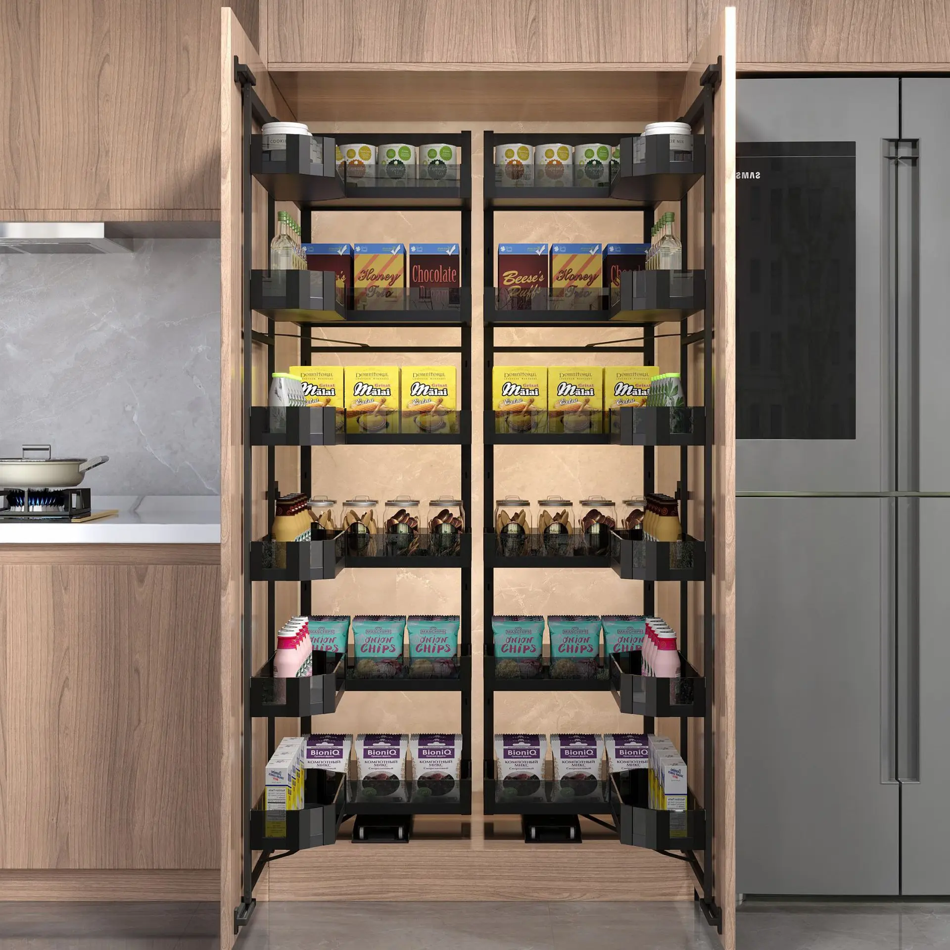 Cabinet high cabinet high deep pull basket linkage animal snack cabinet cabinet extremely shallow storage rack