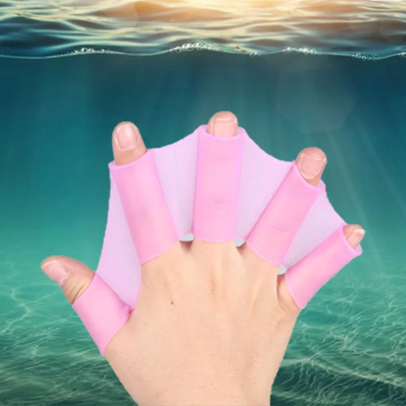 1 Pair Unisex Frog Type Silicone Girdles Swimming Hand Finger Fin Learning Pool Accessory Training Diving Gloves Swim Paddles