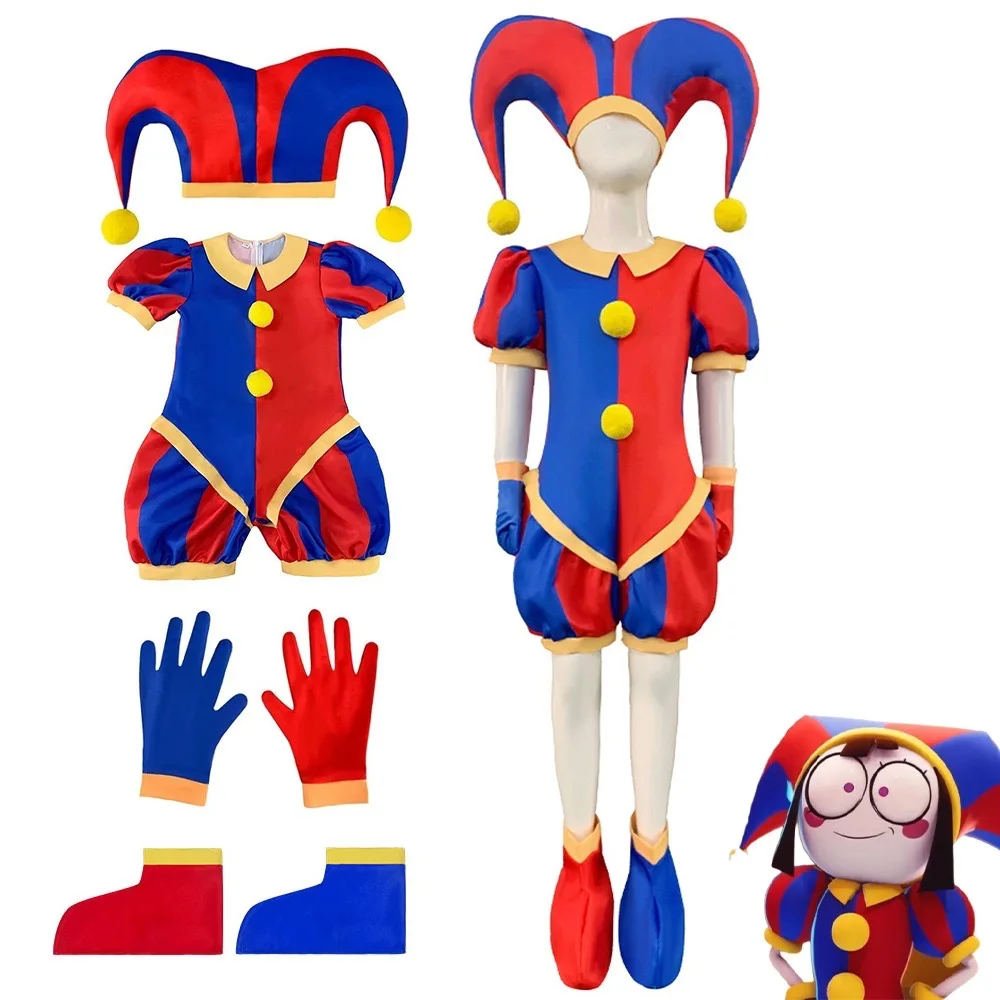 The Amazing Digital Circus Cosplay Costume Kids Halloween Cartoon Circus Pomni Jumpsuit Outfits 2024 Cartoon Party Outfit