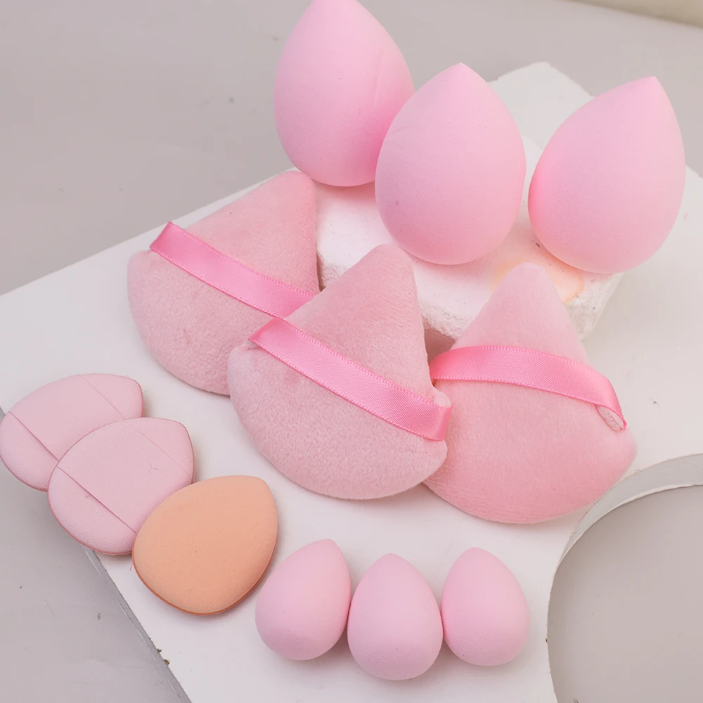 12pc/set Triangle Powder Puffs + Liquid Sponges Set Soft Face Makeup Puff Loose Powder Sponge Beauty MakeupTools for Foundation