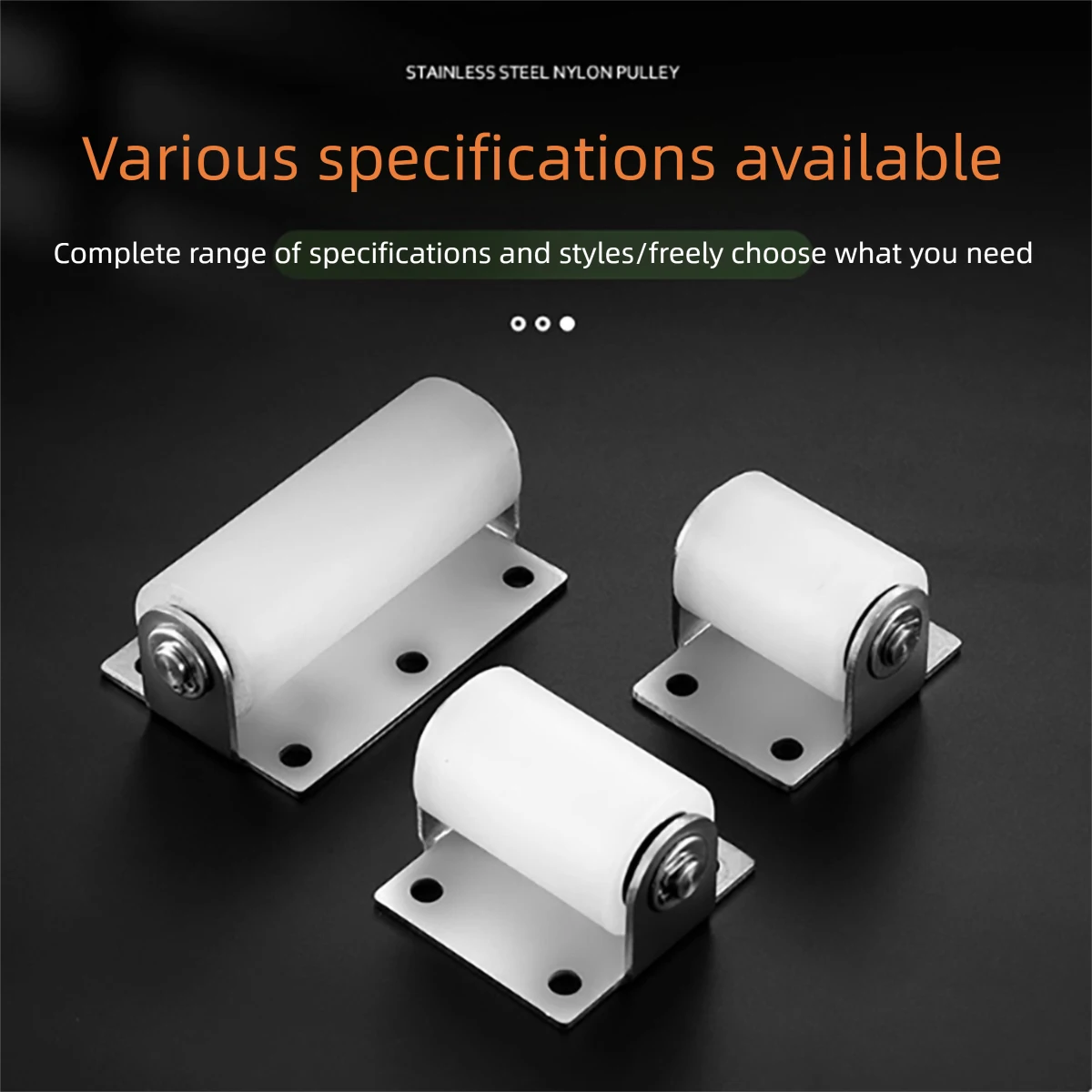 304 Stainless Steel Bracket Nylon Bearing Pulley - Sliding Door Bottom Wheel for Wooden Door, Guide Roller with Door Clamping