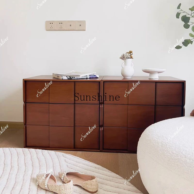 

Medieval solid wood card door cabinet combination module, living room TV floor-to-ceiling small apartment storageP