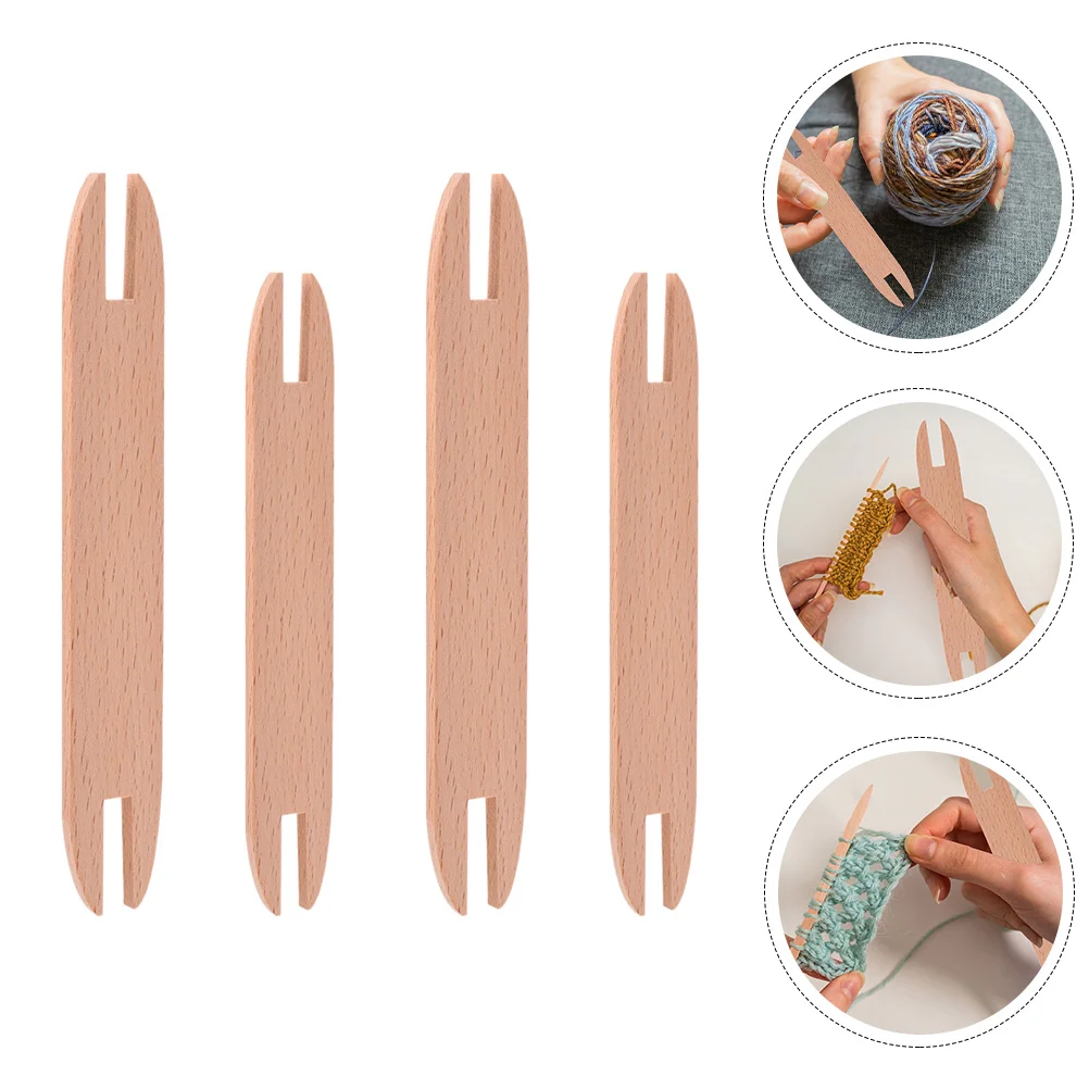 

4 Pcs Weaving Shuttle Wooden Cross Stitch Kit Household Double-end Knitting Tools DIY Shuttles