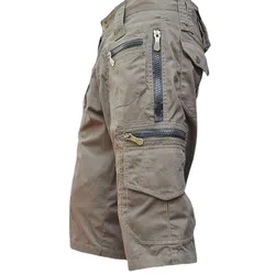 Pantalones cortos de carga para hombre, Shorts militares de algodón, holgados, tácticos, con múltiples bolsillos, informales, para el trabajo, verano, 2023