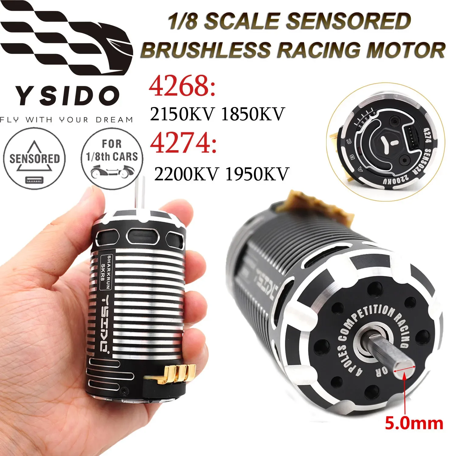 RoRuSYSIDO 1/8 RC Car Sensored 4268 4274 High Torque Brushless Motor 5.0mm For Traxxas Wltoys HSP RC Racing Buggy On-Road Off-Ro