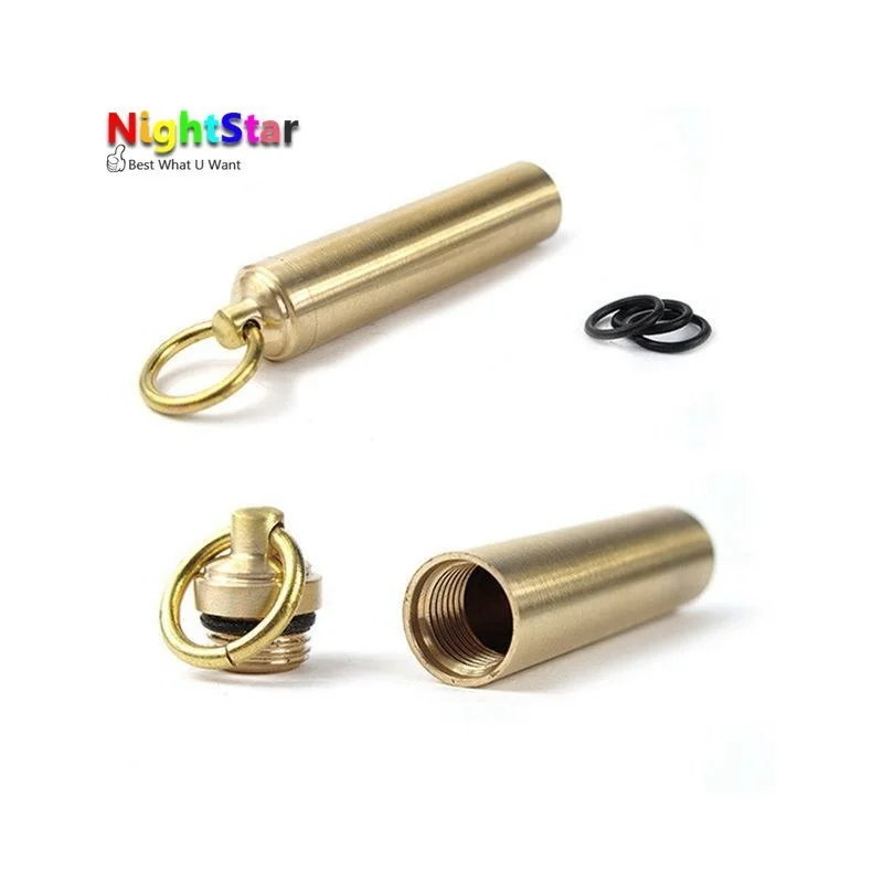 

Outdoor Brass Waterproof Mini Pills Box Medicine Tablet Case Holder Travel EDC Gear Equipment Camping Tools