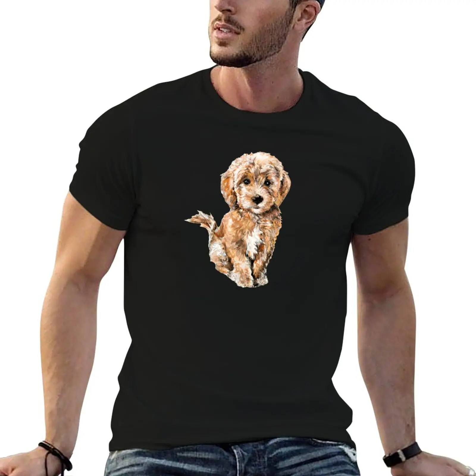 

Poodle/ Goldendoodle Puppy Watercolor Illustration T-Shirt t shirts designer printed t shirts for man T-Shirt