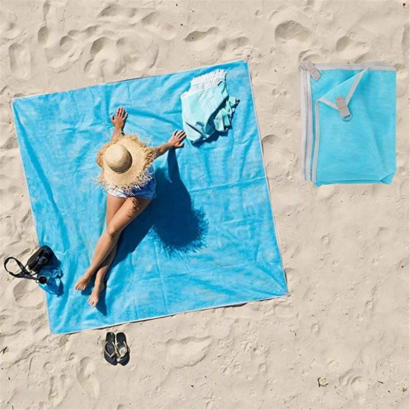 2x2m Beach Mat Portable Magic Sand Towels Sand-free Beach Blanket Oversized Pocket Picnic Wind Prevent Proof Large Beachtowel