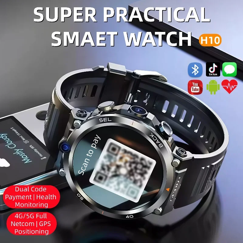 

H10 Smart Watch4GNet Global WIFI with Multifunctional Sports Round Screen Smartwatch NFC Positioning for Fitness Tracker