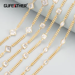 GUFEATHER C291,diy chain,pass REACH,nickel free,18k gold plated,copper metel,zircons,diy bracelet necklace,jewelry making,1m/lot