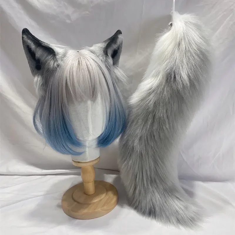 Custom Hand Made Anime Cat Wolf Ears Headband Cosplay Ear Tails Prop Women Girl Masquerade Party Headwear Hair Accessories