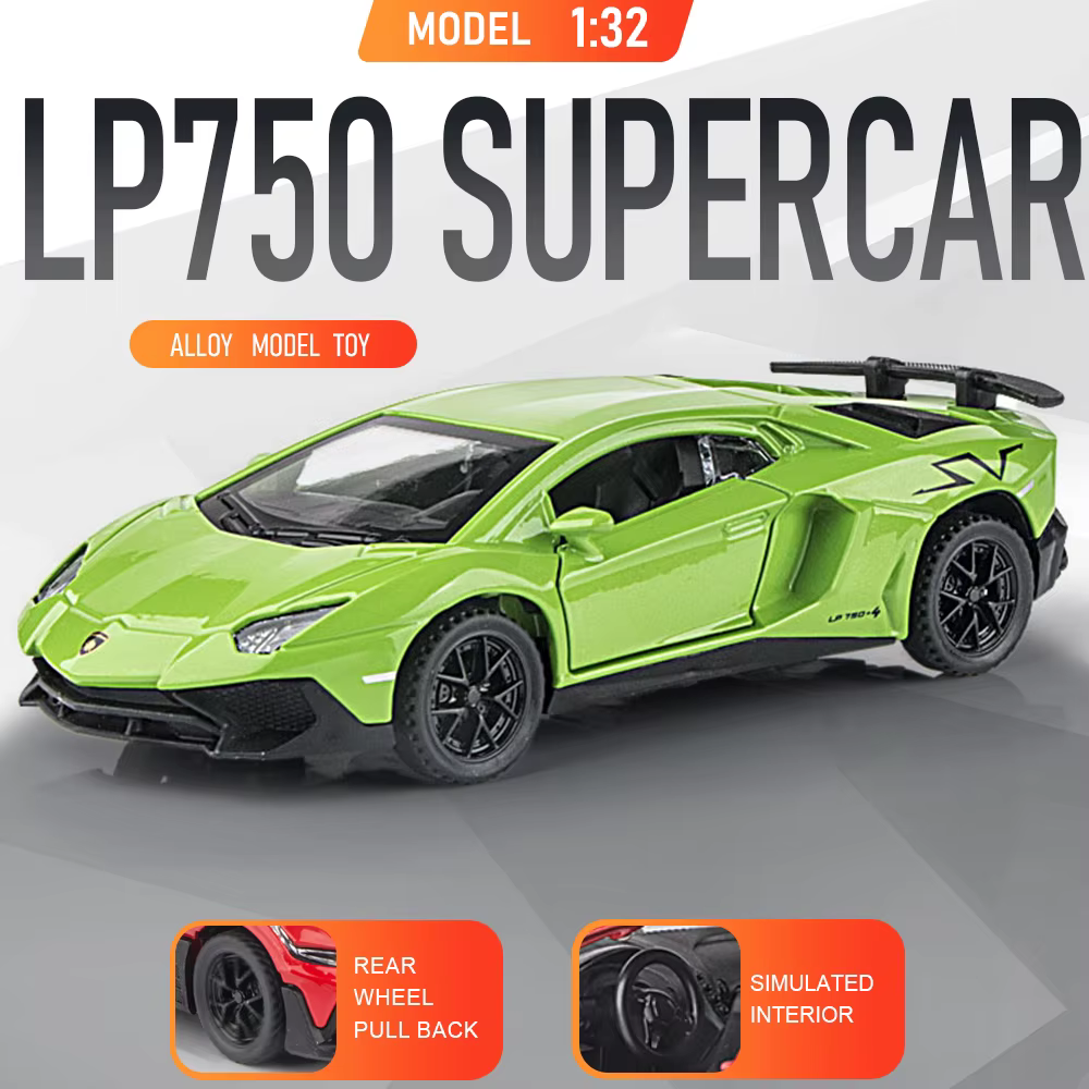 

1:32 LP750-4 DIVO Model Toy Sports Cars Alloy Diecast Doors Opened Pull Back Exquisite Interior Collection Supercars for Friends