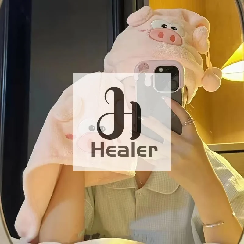 

Cute Japanese Style Cartoon Little Pig Dry Hair Cap Magic Microfiber Coral Fleece Shower Cap Absorbent Quick Drying Towel