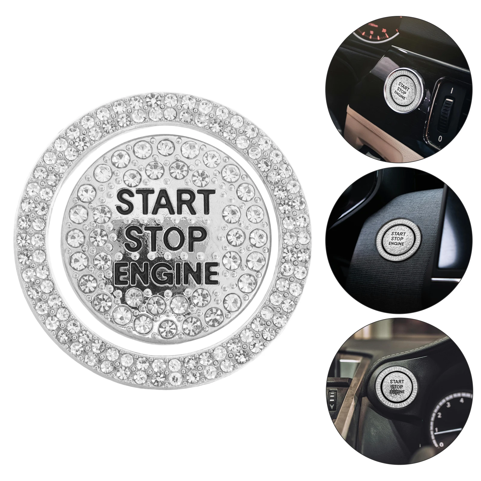 

Rhinestone Car Start Button Cover Protective Anti-Scratch Universal Push Stop Start Button Decoration For Car Interior