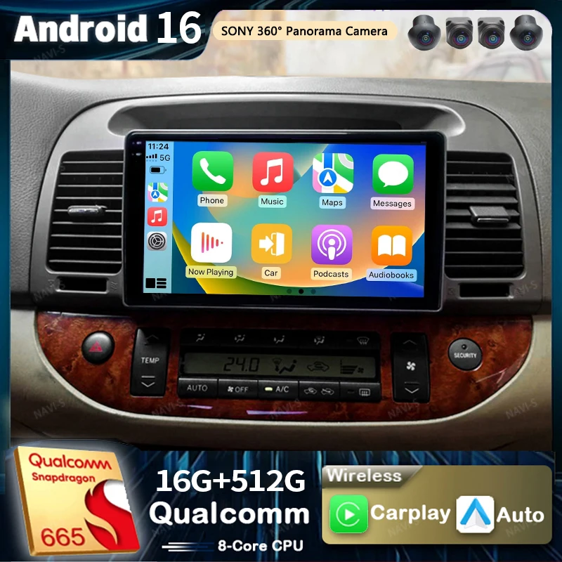 Radio Multimedia para Auto con Android 16 para Toyota Camry 5 XV 30 2001-2006, Pantalla QLED 2K, Reproductor de Video, GPS, Voz AI, CarPlay, Unidad Principal 4G