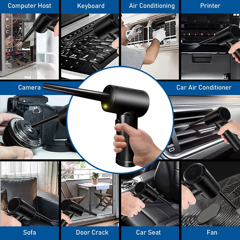 51000RPM Wireless Air Duster Adjustable Cordless Air Blower Compressed Dust Blowing Gun Handheld For Keyboard PC Camera Cleaner