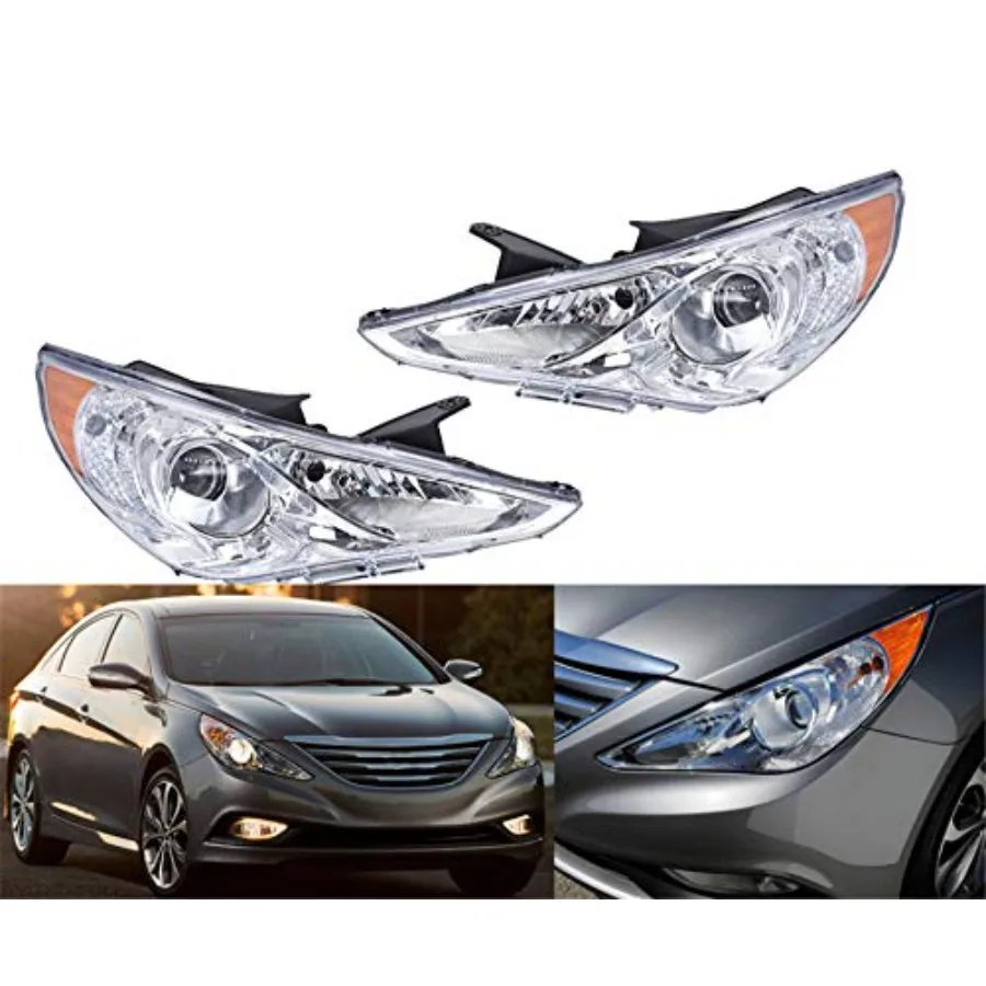 

Silver Headlight Headlamp Assembly with Amber Corner Driver and Passenger Side Replacement for Sonata 2011-2014 209150009 92101