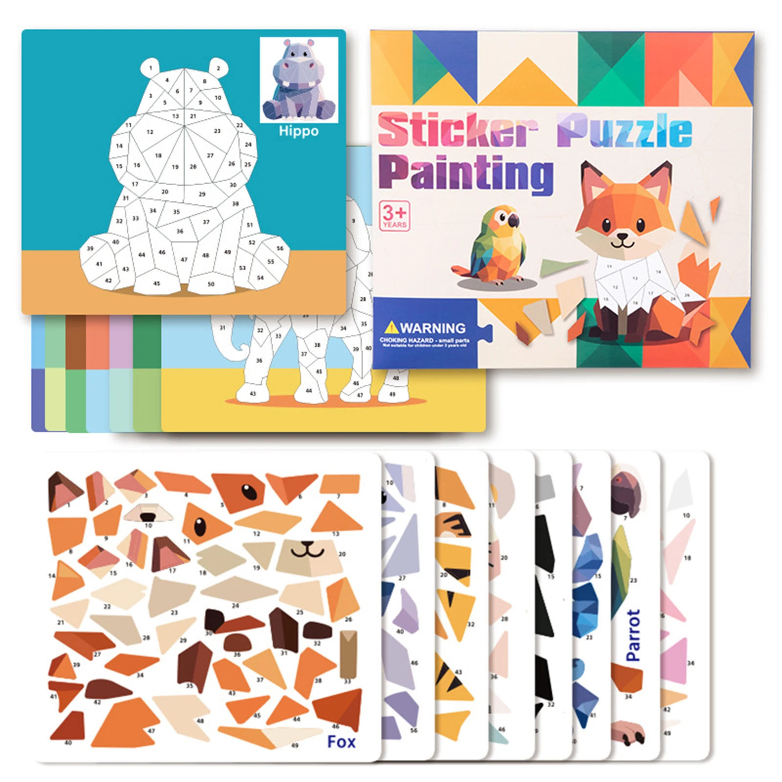 8 Patterns Puzzle Stickers Crafts for Kids Sticker Painting Gift Party Favor Creations Animal Vechile Art Play for Kids' Creativ