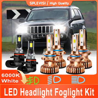 Led Car Light Combo HID White For Jeep Grand Cherokee 2005 2006 2007 2008 2009 2010 Headlight 9005 High 9006 Low Beam 9145 Fog