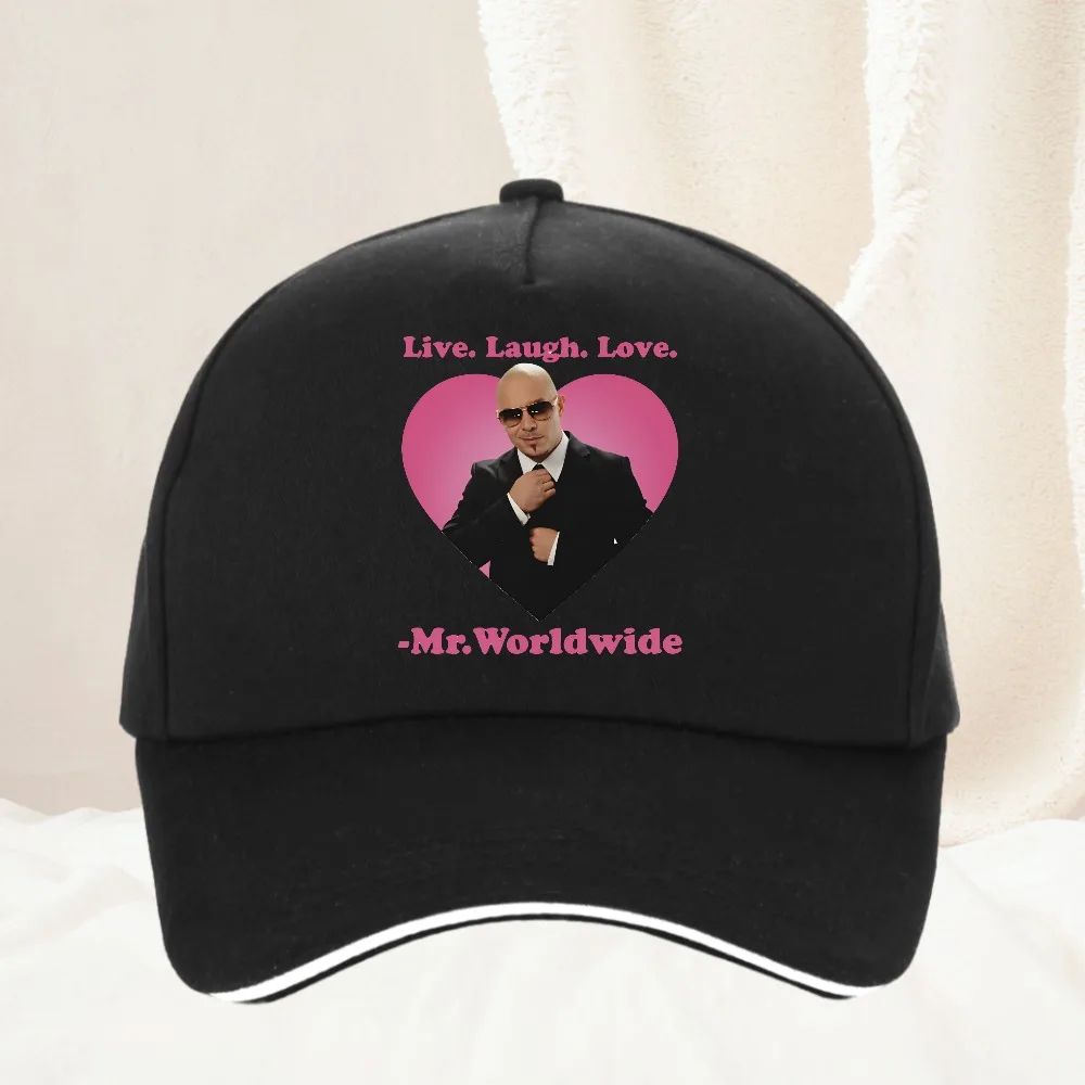 

Live Laugh Love Mr. Worldwide Pitbull Graphic Baseball Cap man Women's Hip Hop Retro Fashion hat Golf Snapback hat