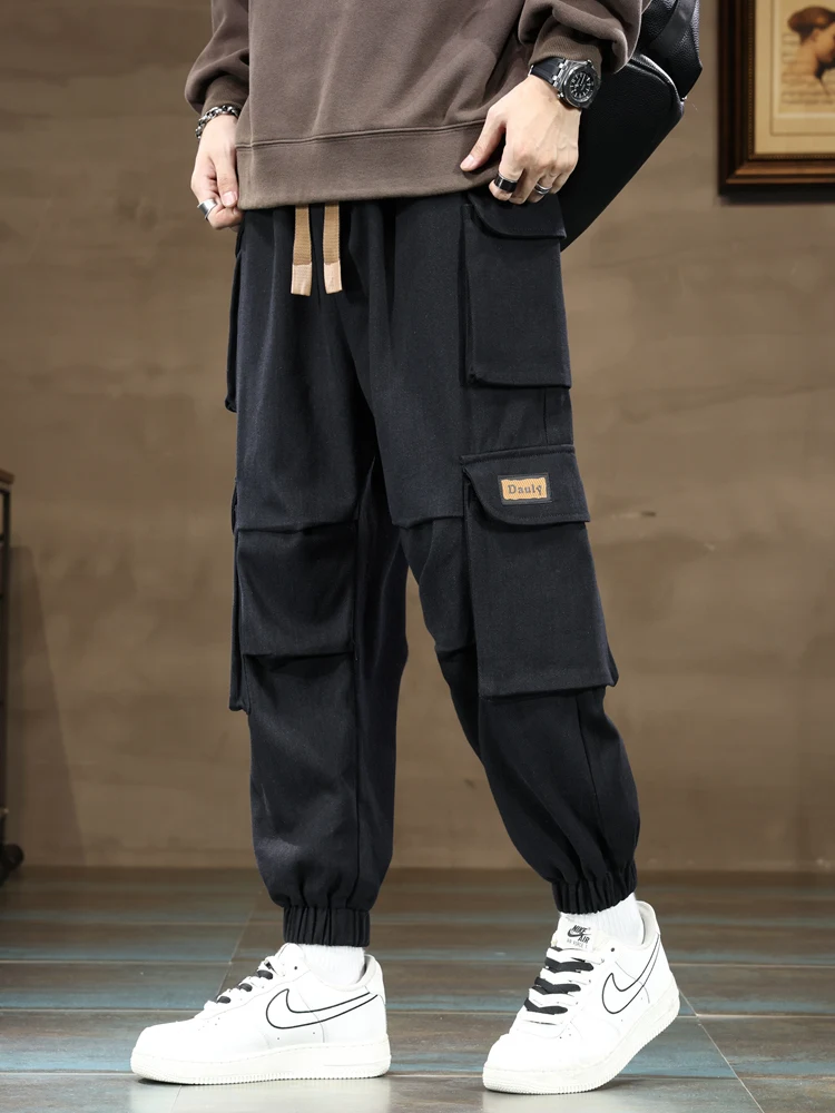 2023 New Autumn Cargo Pants Men Multi-Pockets Streetwear Drawstring Baggy Jogger Pants Male Cotton Casual Trousers Plus Size 8XL