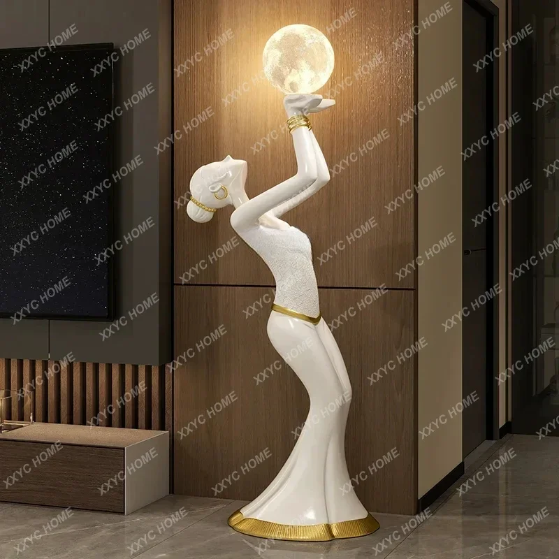A Living room large floor-to-ceiling ornaments,light luxury creative art, high-end TV cabinet home decoration
