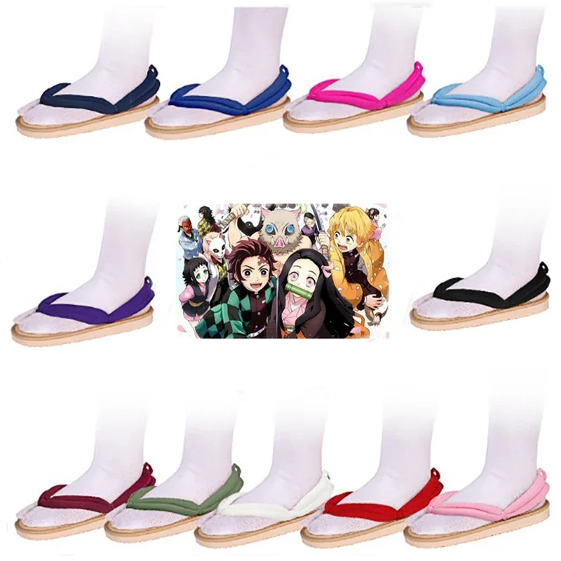 

Hot Anime Demon Slayer Kimetsu No Yaiba Cosplay Accessories Kamado Nezuko Cosplay Clogs Kimono Flip-flops Geta Slippers Shoes