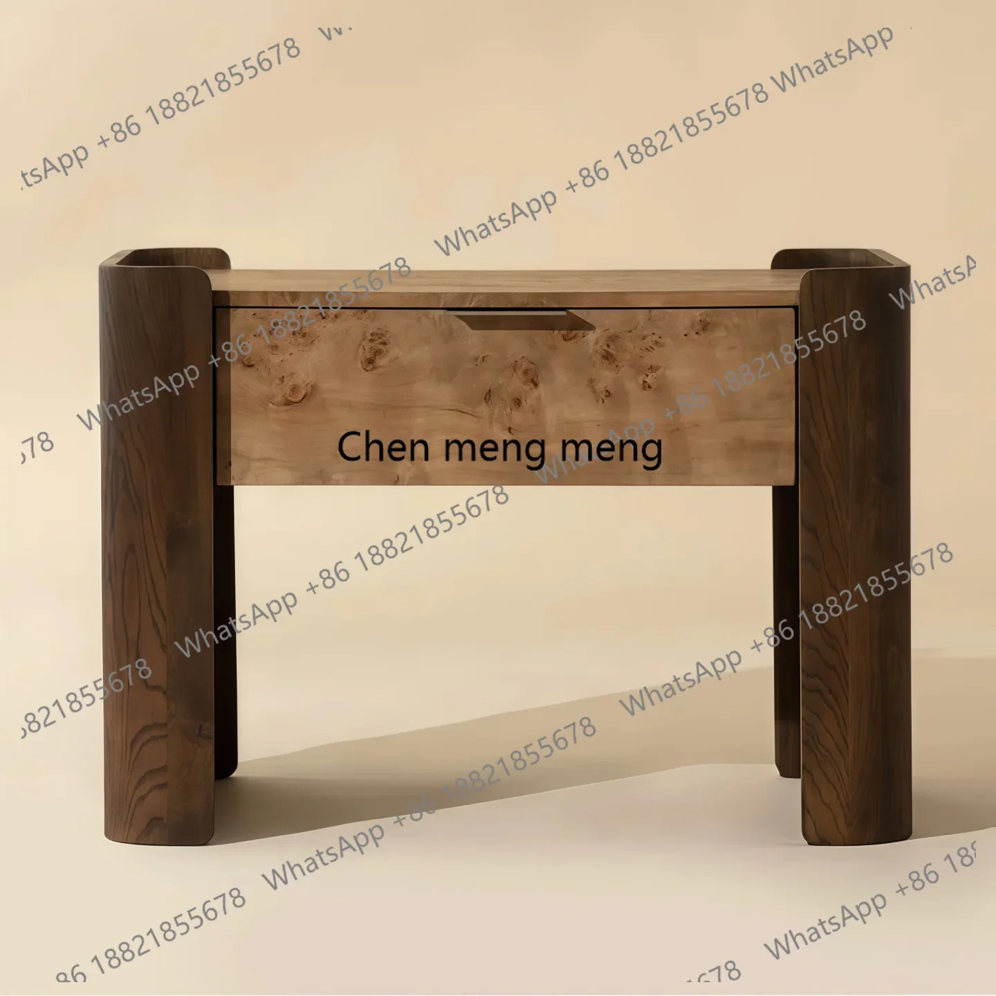 M183 Italian minimalist bedside table solid wood retro bedroom bedside table tree tumor pattern bedside table