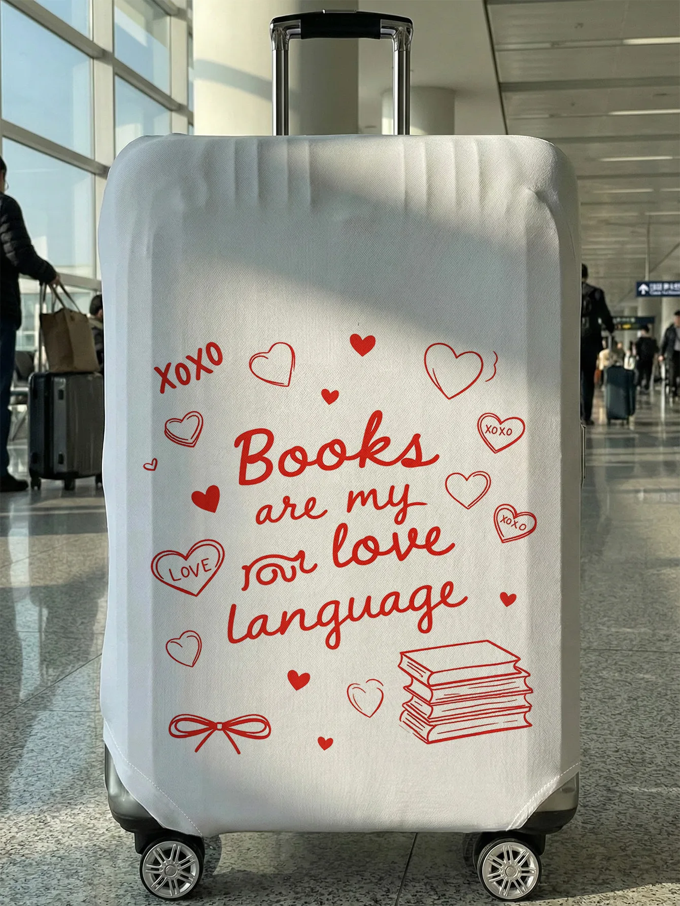 

Чехол для багажа с принтом "Книги — мой язык любви", подходит для чемоданов 18-32 дюймов, чехол для ручки чемодана, дорожный аксессуар