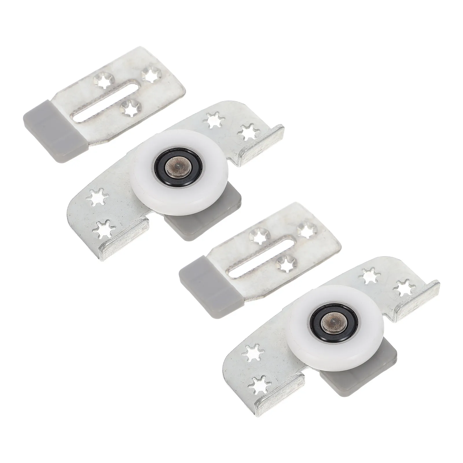 2Set Sliding Door Wheels Adjustable Iron Flower Hole Wardrobe Closet Bypass Door Rollers Cabinet Track Rail Replacement Silent