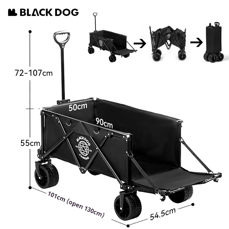 

Naturehike BLACKDOG Camping Trolley With Brake Wheels Detachable Large Capacity Wagon Outdoor Folding Campsite Bearing 150kg