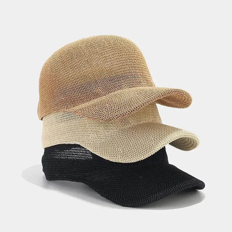 New Unisex Straw Hat Woman Outdoor Casual Sun Hats Sunscreen Summer Baseball Cap Adjustable Fashion Solid Color Anti-UV Cap Gift