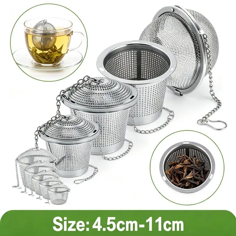 1~3pcs Tea Spice Strainer Seasoning Ball Mesh Herbal Ball Stainlesss Steel Teakettle Locking Tea Filter Reusable Dia 4.5cm~11cm