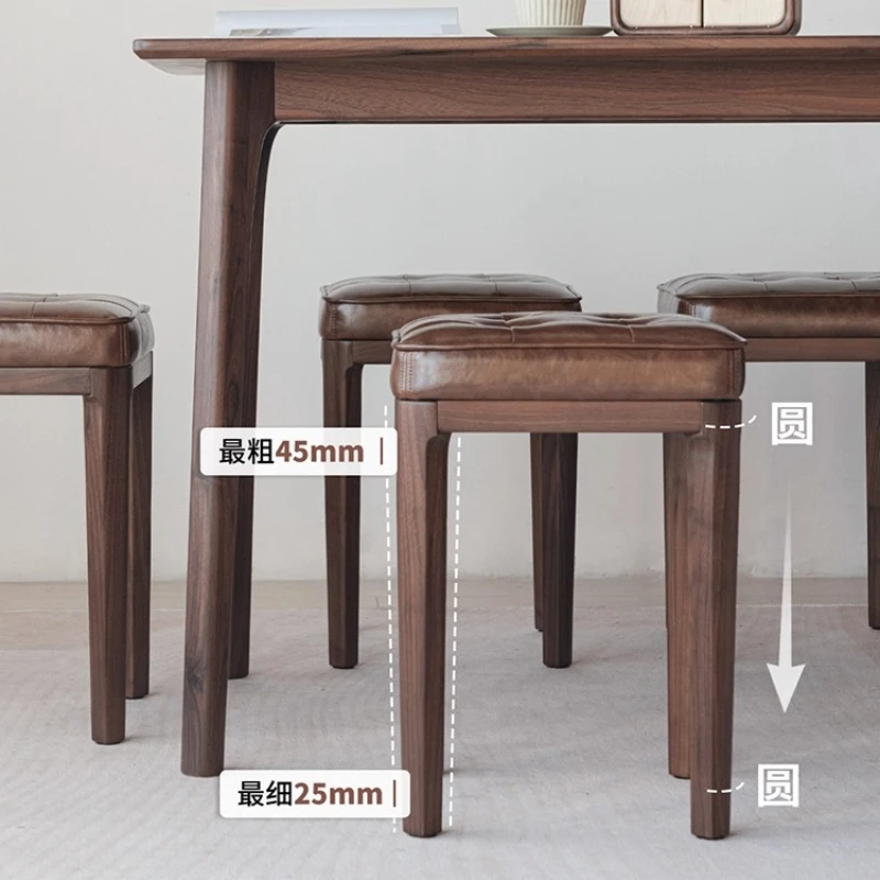 เก้าอี้ไม้เนื้อแข็ง วางซ้อนกันได้สําหรับใช้ในบ้าน กระเป๋านุ่มแบบม้านั่งเรียบง่าย