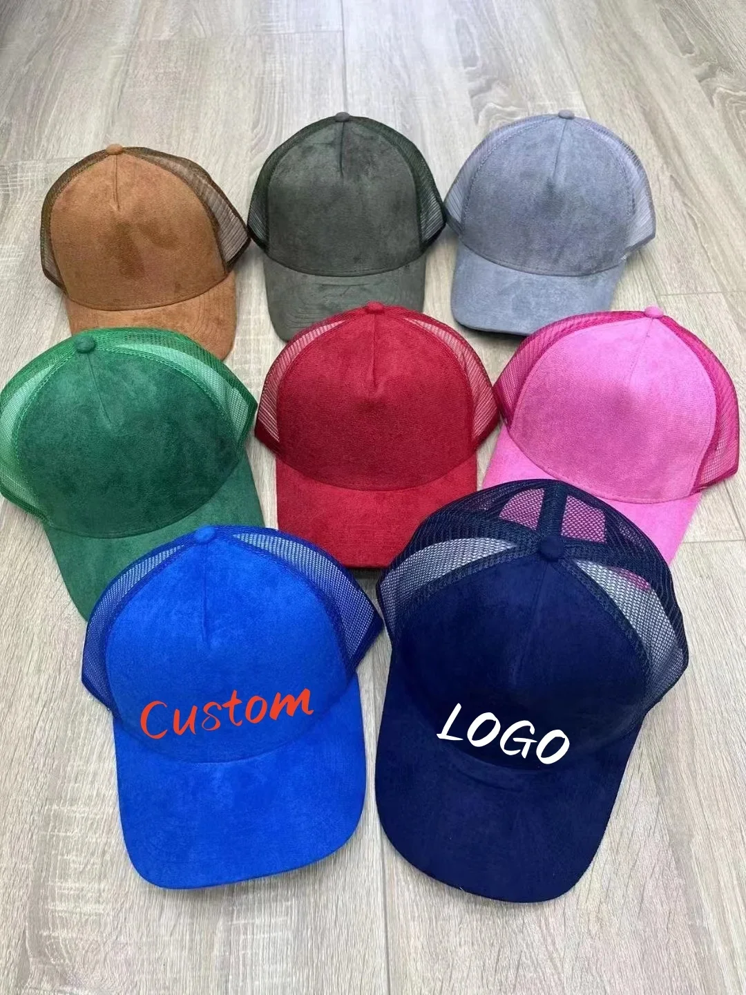 

Unisex Custom Logo Suede Baseball Cap Spring Summer Mesh Big Head Trucker Hat Sport Snapback Cap for Men And Women