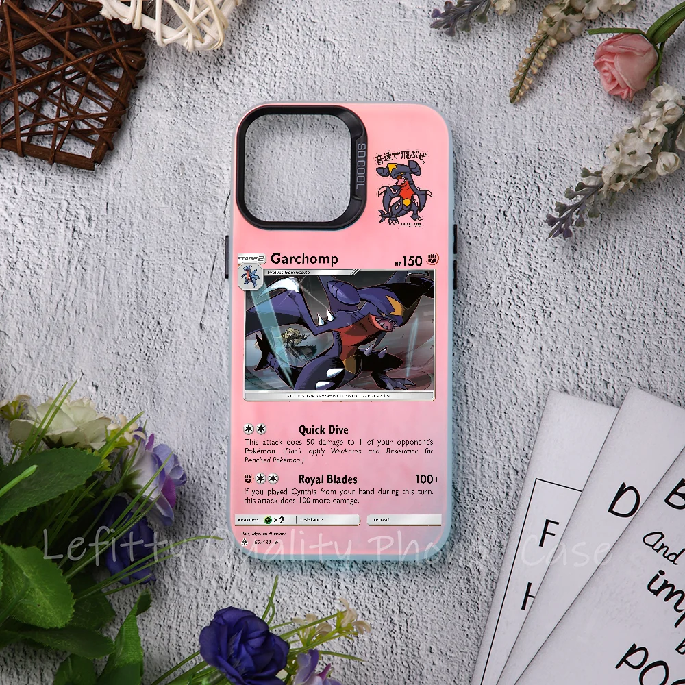 

Card Design Garchomp Phone Case Laser Metallic For IPhone 16 15 14 13 12 11 Pro Max Matte Aurora Multicolor Gradient Cover