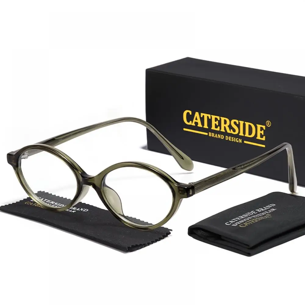 CATERSIDE Neue Retro Anti-Blaulicht-Brille für Damen und Herren, Tr-90 Ovaler Rahmen, Flache Gläser, Modische und Künstlerische Dekorationsbrille – Detail 11