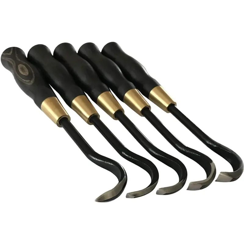 A74E-Bonsai Scraper 5-Piece Tool Set Including Blades, Multiple Sizes And Storage Bag Bonsai Deadwood Carving Tool Set