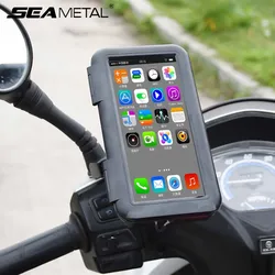 SEAMETAL Motorcycles Phone Holder Rearview Mirror Cellphone Stand Waterproof Cover Phone Bracket Autocycle Mobile Phone Support
