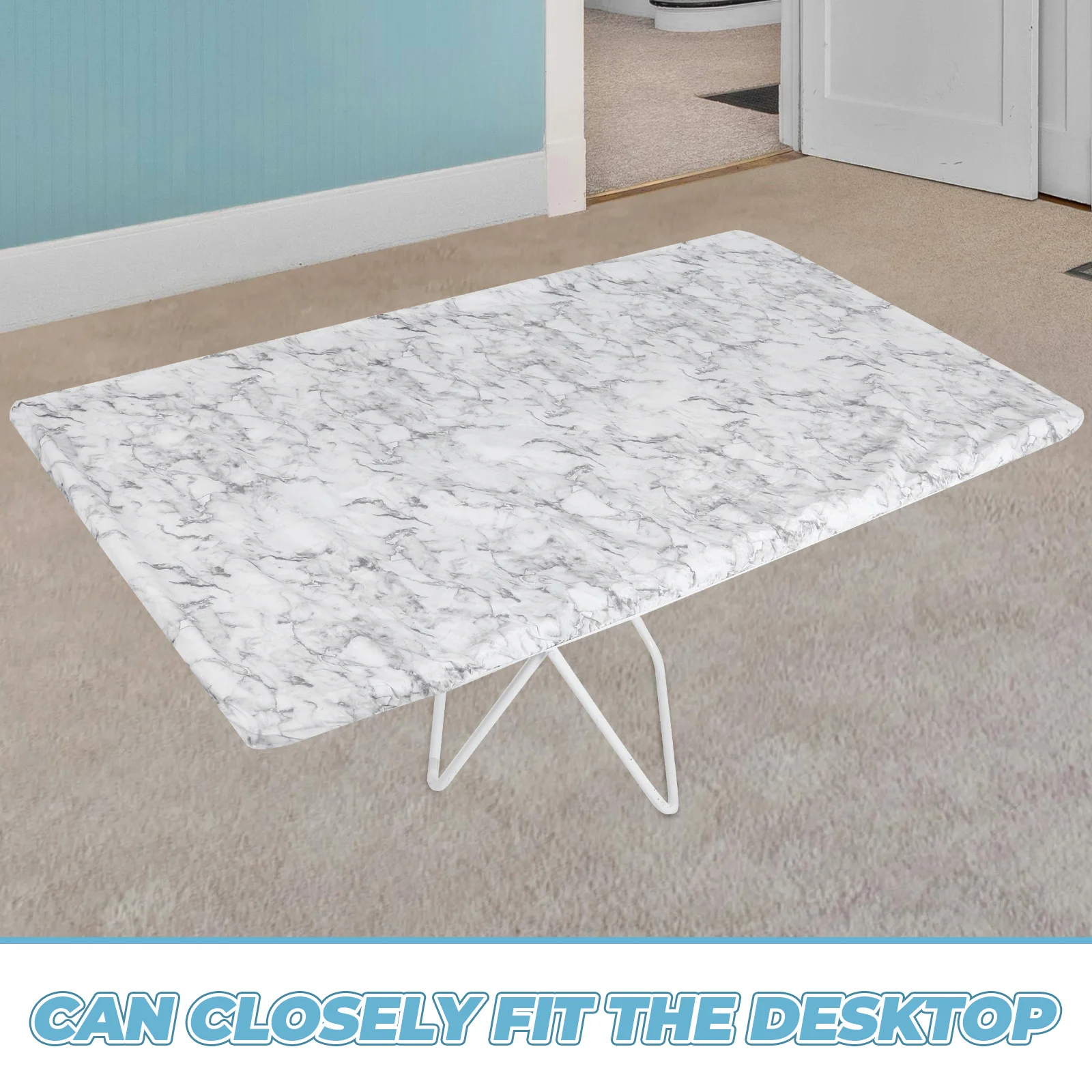 1세트 탄력 있는 PVC 테이블 커버 파티오용 맞춤형 스트레치 테이블보 오일 저항 방수 야외 식사 커피 캠핑용