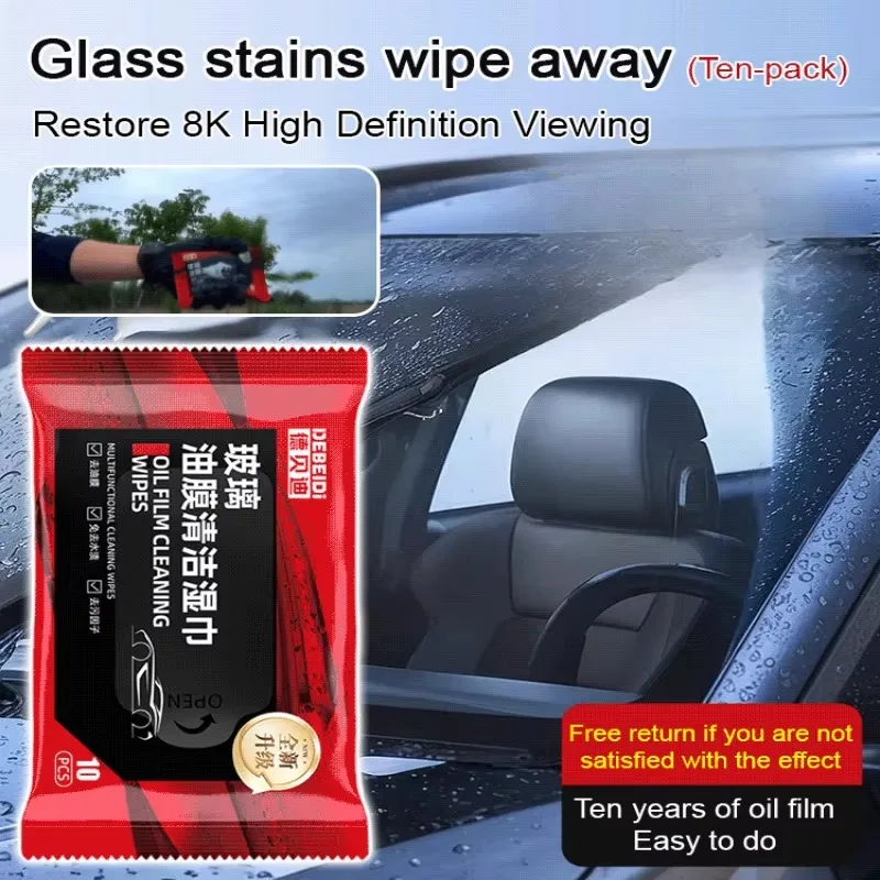 Paquet de lingettes nettoyantes pour pare-brise en verre, nettoyeur de taches d'huile de voiture, dissolvant de film d'huile, lingettes de support, décontamination injuste des vitres du véhicule, 1 paquet, 5 paquets