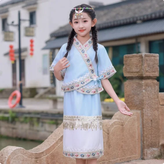 Dai Water Splashing Festival Girls' Clothing Ethnic Performance Costume Set