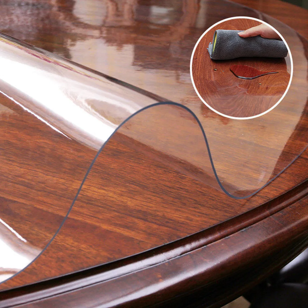 Round Transparent PVC Tablecloth 1 5mm Thick Placemat Waterproof Oil Resistant Cover for Protecting Dining and Writing Tables