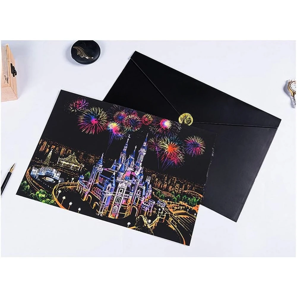 Adult and children's scratch painting kits, arts and crafts sets, rainbow scratch art painting paper, 16 "x 11.2" creative gifts